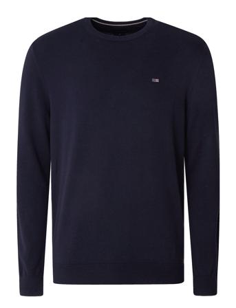 Bradley Cotton Crew Sweater Strikkegenser M. Rund Krage Marineblå Lexington Clothing*Betinget Tilbud