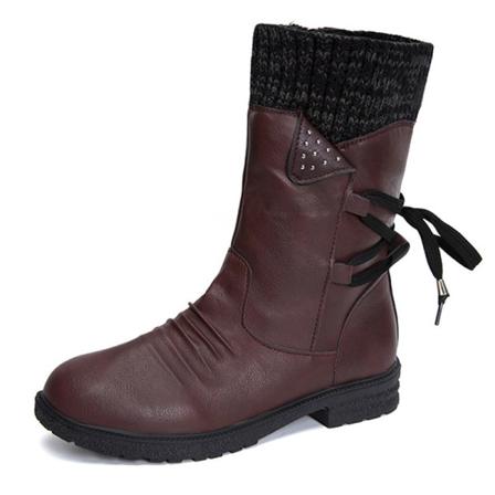 Kvinnors Rund Tå Mid-kalf Boot Höga Casual Boots