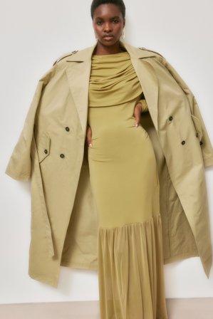 NA-KD - Drapert maxikjole - Langermet maxi kjoler - Grønn - L