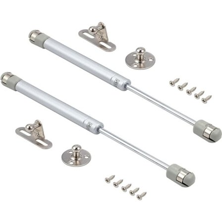 Gasfjädrar 200 N, 2 skåpdörrsgångjärn, lyftfjäder, gasfjäderstöd, hållstång, kompatibel med köksskåp, tryck 100/200 N (200 N)
