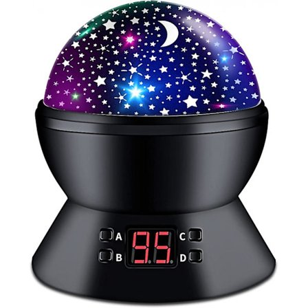 SBSG Stjernehimmelprojektor Nattlampe for Barnerom Tak Baby Stjernehimmel Nattlampe Med Timer Og Roterende Bursdagsgave Gutter Jenter Småbarn Svart