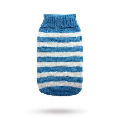 Urban Pup - Blue & White Candy Stripe Sweater - Stickad hundtröja - Hundtröja & hund t-shirt från Doggie.se