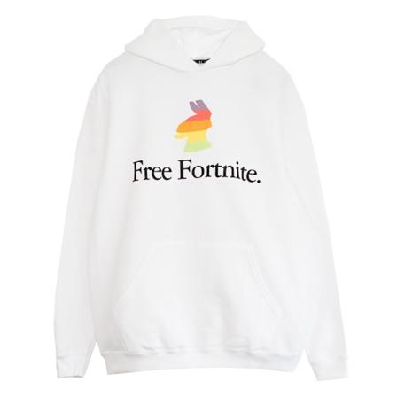 Fortnite Herr Regnbågs Llama Pullover Hoodie L Vit White L