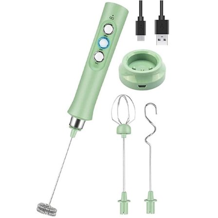 Elektrisk melkeskummer, oppladbar – Håndholdt visp med 3 hastigheter for kaffe, latte, cappuccino og matcha_TF_TF