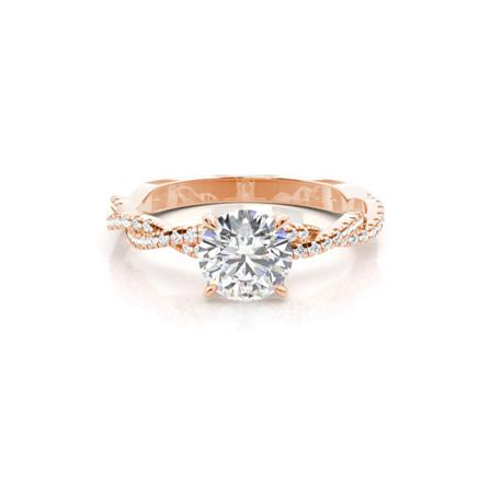 1 Ct Round Side Stone Lab Grown Diamond Engagement Ring in 9K Rose Gold | Prong Setting | Customisable Jewellery by Diamonds Factory