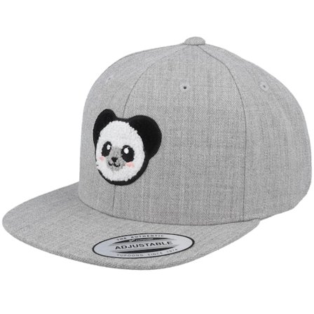 Kiddo Cap - Kids Panda Chenille Patch Heather Grey Snapback Snapback Grey Cap - @ Hatstore