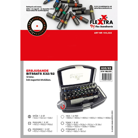 Flexxtra 100322 Bitssett 32 deler, Maskintilbehør & forbruk