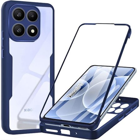 Helcover til Xiaomi 17, Hybrid Stødabsorberende Transparent - Marineblå Kant