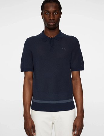 J. Lindeberg Reymond Structure Knit Polo - Navy - M