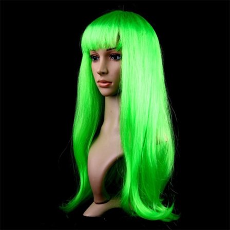 Damperuk Lång rak peruk GRÖN