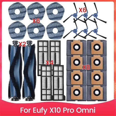 Til Eufy X10 Pro Omni robotstøvsuger dele hovedbørste sidebørste filter moppeklud støvposer tilbehør