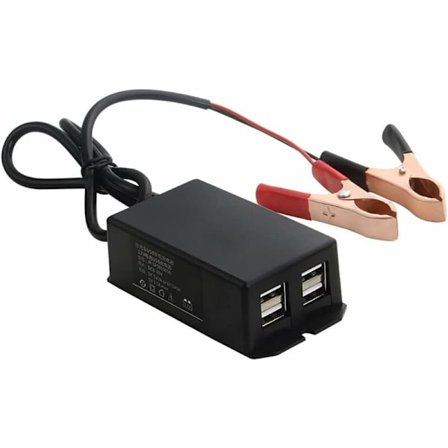12v 24v til 5v USB-strømadapter, vandtæt motorcykel mobiltelefonoplader USB motorcykeloplader motorcykel USB-opladeradapter med alligatorclips