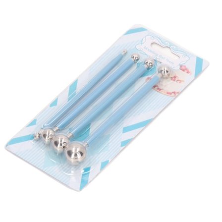 4 kpl Fondant-pallotyökalu, 2-suuntainen ruostumattomasta teräksestä valmistettu pallo, liukumaton kahva, elintarvikelaatuinen BPA-vapaa metallipallo 