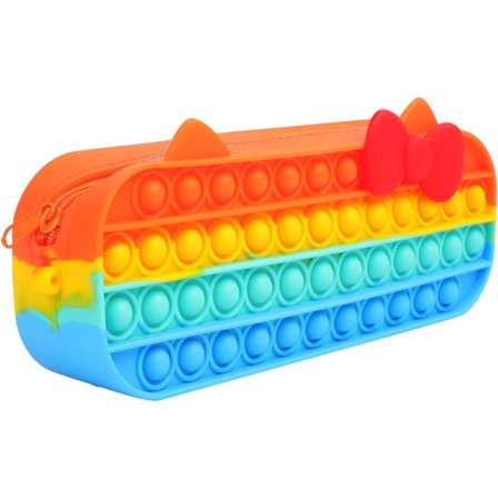 Boble Blyantsæske Legetøj Sød Kat Silikon Pen Opbevaringspose