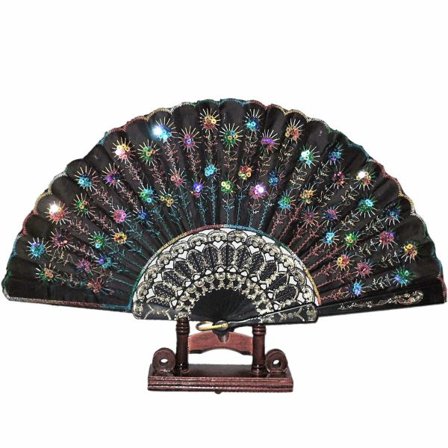 Fläkt - Paljetter - Plast Base Peacock - Fläkt Multicolor Rainbow