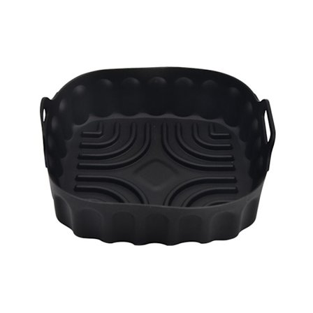 Fyrkantig silikongryta För Air Fryer Bakkorg SVART 19CM 19CM