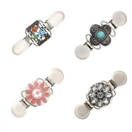 4 stk Vintage Genserklips Metall Sjal Klips Sjal Spenne Skjorte Krage Klips Brosje Klips Retro Cardigan Krage Klips For Kvinner Jenter Bruk