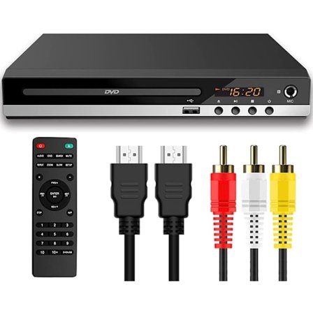 DVD-spiller for TV med HDMI Full HD 1080P USB Multifunksjonsspiller, CD-spiller for hjemmebruk, USB-port, AV- og HDMI-port