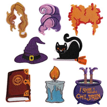 8 kappaletta Halloween-kirjonta silitysmerkki, itseliimautuva kirjonta silitysmerkit ommeltava merkki tarrat vaatteille, repuille, farkuille, hatuille