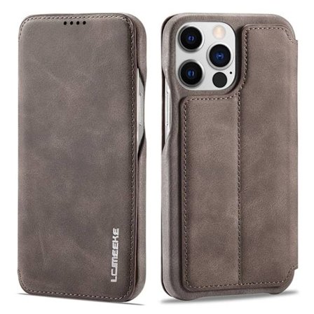 LC.IMEEKE iPhone 15 Pro Wallet Cover Card Holder Stand - Dark Brown