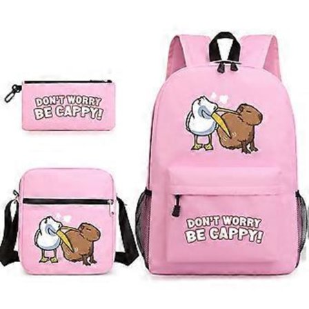 Capybara Skoletaske Rygsæk Blyantsæt Skuldertaske Tredelt Sæt _30