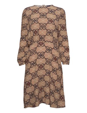 D1. Rope Print Viscose Crepe Dress Brown GANT