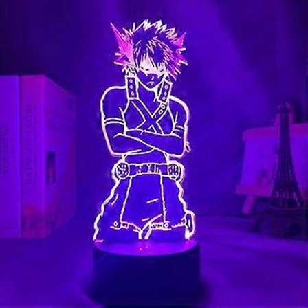 Animelampe Nattlampe Illusjonslys My Hero Academia Katsuki Bakugo Figur 3D for Barnerom LED Barn Julegave Nattbord Fargerik Bursdag Lampe