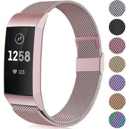 Metallersättningsarmband Kompatibelt med Fitbit Charge 3 Armband/Fitbit Charge 4 Armband, Justerbart Armband i Rostfritt Stål för Kvinnor och Män, 