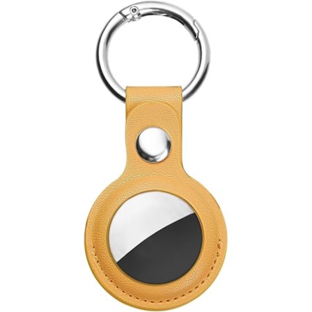 Beskyttelsesetui til Apple AirTags, Gul PU Læder Nøglering, AirTags Holder, AirTags Sporingsetui, Air Tag Holder, Halsbåndssporing til Hunde og