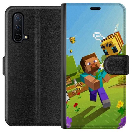 Kompatibelt Lommeboketui til OnePlus Nord CE 5G Minecraft Steve med søppelbøtte i fargerik blokkverden leken spillillustrasjon fra Minecraft universet