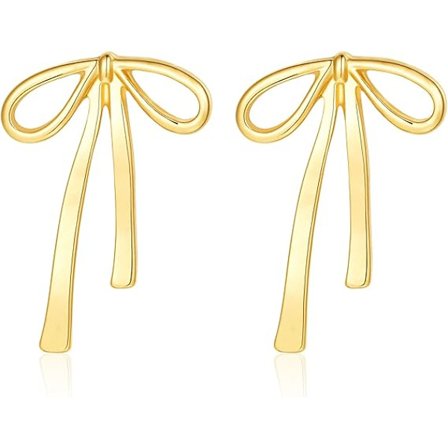Guld sløjfe øreringe til kvinder, sløjfe ørestikker, modesmykker