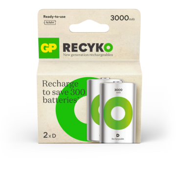 Batteri GP ReCyko D 2-pk