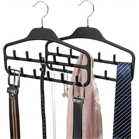 Bälteshängare 2-pack, Halkfri Slipsställ, Hållbara Hängande Garderobstillbehör Krokar för Bälten, Slipsar, Smycken, Scarves, Västar, Svart (FMY)