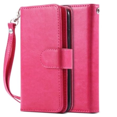 Praktiskt 9-korts Plånboksfodral för iPhone 7 PLUS -ROSA-