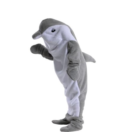 [LCS] Hajformet sovepose tæppe tegneserie dyr jumpsuit flannel herre og dame hjemmetøj haj pyjamas Grå Delfin qd Grå Delfin