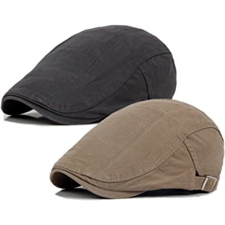 2-pack Newsboy grå/Khaki hattar för män Flat Cap Bomull Justerbar