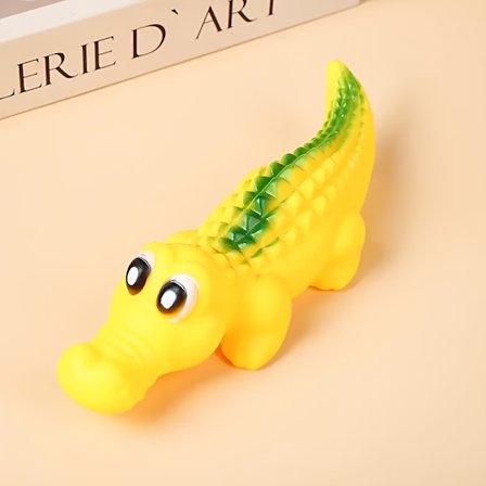 Stor hajformet tyggelegetøj af latex til hunde, velegnet til aggressive tyggere - holdbart tyggeben med haj-tænder, der rasler og renser tænder, til 