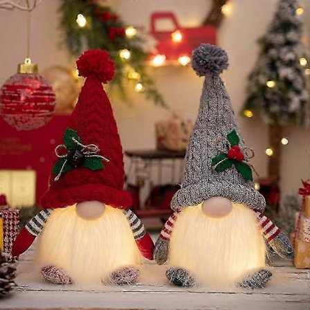 Joulukoriste, 2 kpl joulupukki LED-valolla, joulupukkihahmot pehmolelut hahmot LED-tonttuasusteilla -CHSZ