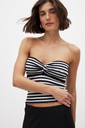 NA-KD Hropped top à rayures torsadé - - Stripe - XL (EU 46)