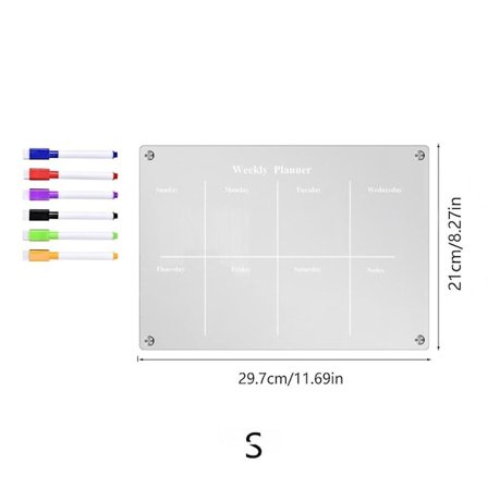 Magnetisk Veckoplaneringstavla Whiteboard Kylskåpsmagnet Daglig Meddelande Schematavla S 7