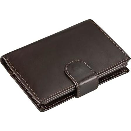 Vintage håndlaget full skinn vertikal tri-fold lommebok for menn kvinner RFID blokkering liten multi-kort etui lommebok (brun)