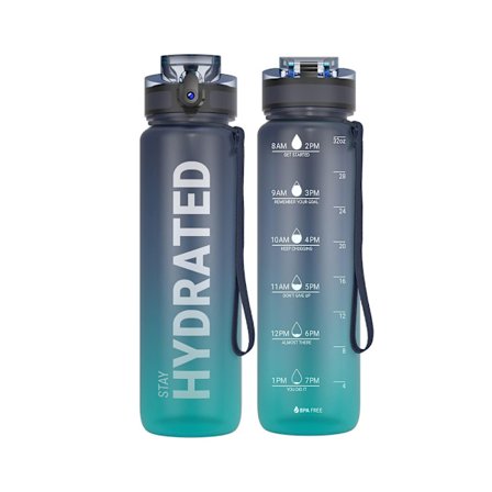 Tiivis juomapullo 1000 ml, BPA-vapaa motivoiva urheilujuomapullo lukittavalla kannella, helppo puhdistaa harjalla, kestävä, sopii kuntosalille, 