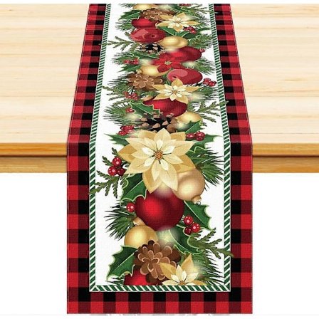 Juledekorasjoner Bordløpere, Juleborddekorasjoner med Julekuler Julestjerner, 13x72 Tommer-Juleblomster (LGL)