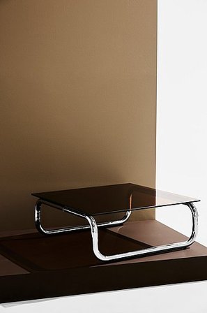 Jotex - Stolik Kawowy Ze Szkła i Chromu 80x80 Cm Brązowe szkło/chrom - Lulu - Kup Pastill - Meble firmy Jotex