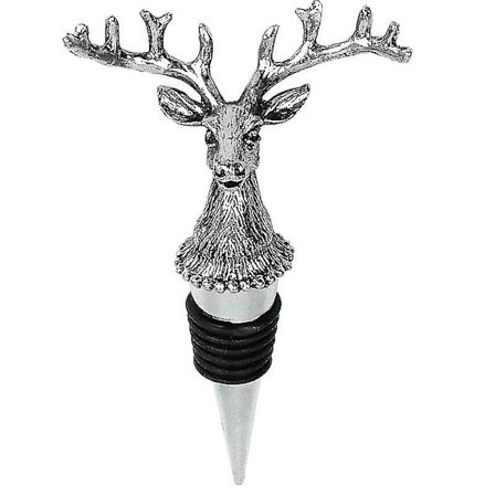 Silver Elk Deer Head Vinflaska Stopper Rustik Lantlig Stil Djur Flaska Plugg Vinkorkar Plugg För Vin Champagne Öl(2st, Silver)