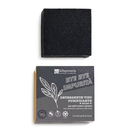 LA SAPONARIA Wonder Pop Detergente viso purificante solido BYE IMPURITA' 70g - Sapone detergente viso