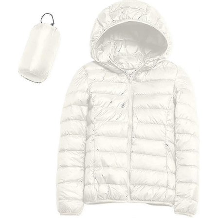 Letvægts dunjakke med hætte til kvinder - Pakbare pufferjakker D-hot Pink