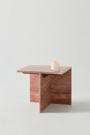 Jotex - Sidebord Travertin 40x45 Cm Rød travertin - MELETO - Kjøp Sidebord & småbord hos Jotex