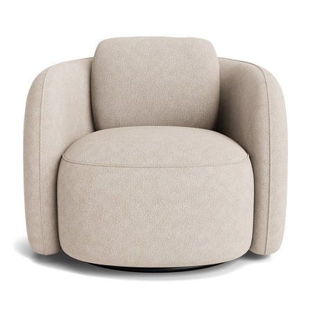 Lana Sessel, Drehfunktion, Aragon Beige, moderner Drehsessel für Wohnzimmer, bequemer Polstersessel mit runder Form, 81cm Breite, einfarbig