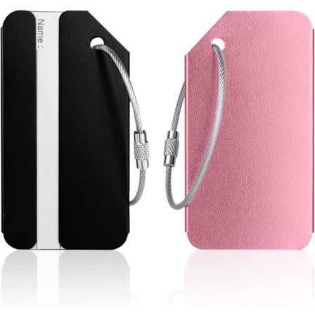 Bagagemærker, 2 stk. bagagemærker i aluminiumslegering, kuffert ID-mærkesæt, håndtaske-mærker rejsetilbehør til indchecket bagage